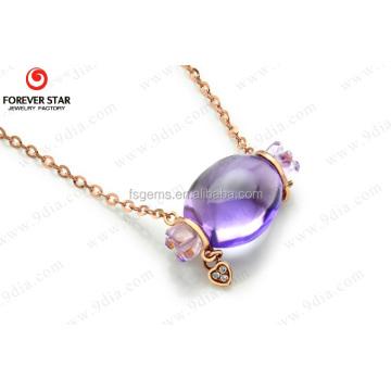 Natural Amethyst 14K Simple Gold Necklace Designs